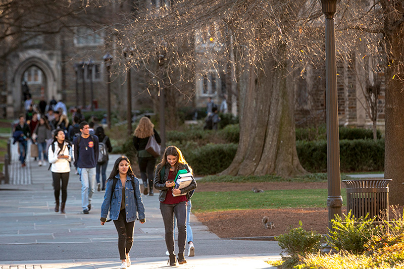 Students walking on campus