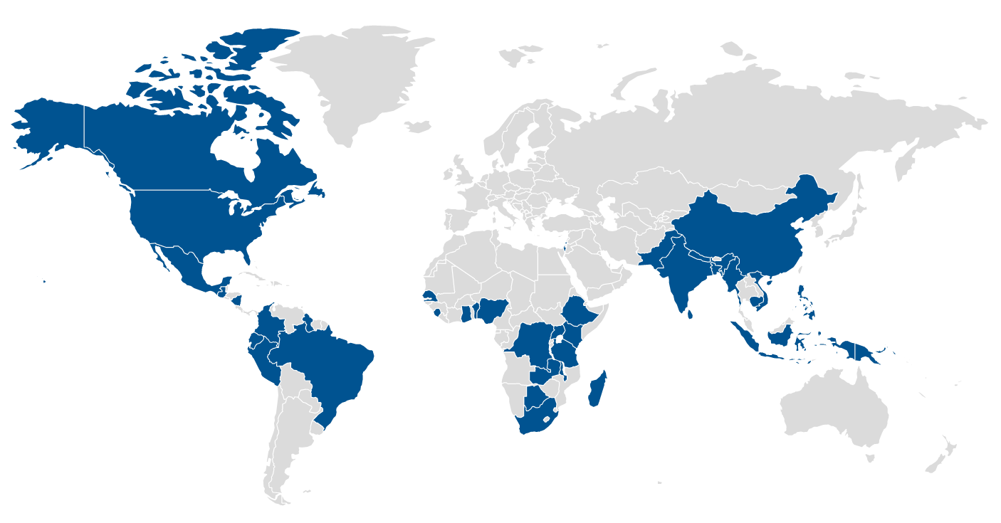 Map showing where projects are happening around the world