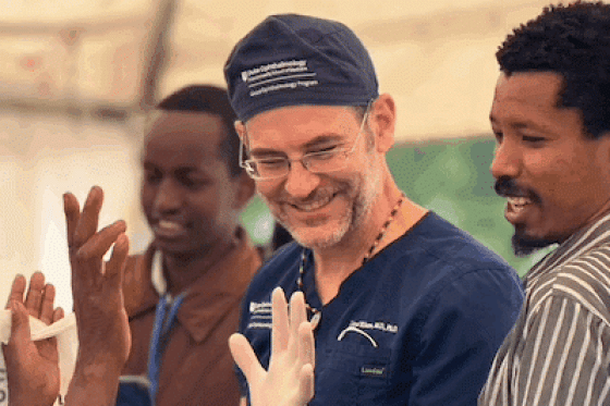 Lloyd Williams performing eye surgery