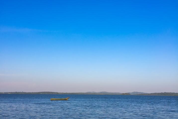 Serene view of the Ugandan coastline along Lake Victoria.