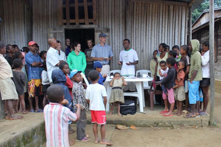 Nunn in Madagascar with students and locals