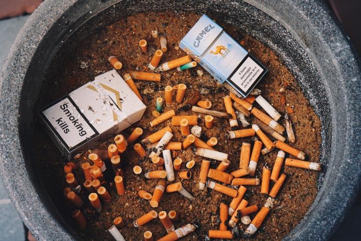 Cigatettes in an ash bin