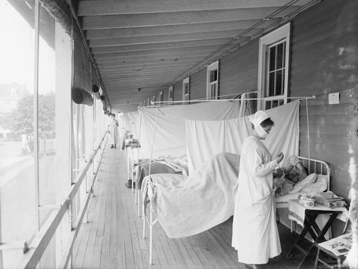 Scene from the flu ward at Walter Reed Hospital