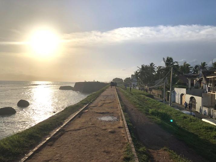 Walking along the Galle fort rampart