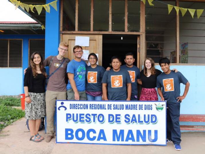 Team in front of Boca Manu Medical Post