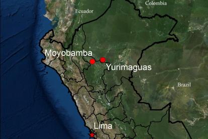 Map showing where the team was