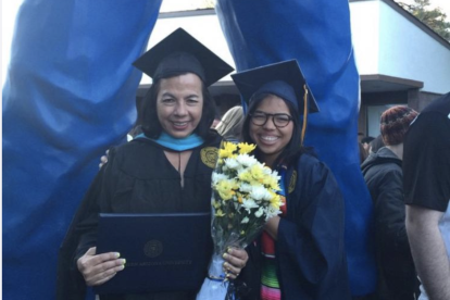 Alma Solis and her mother graduating together