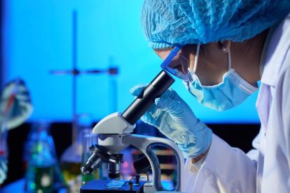 Researcher studying flu viruses